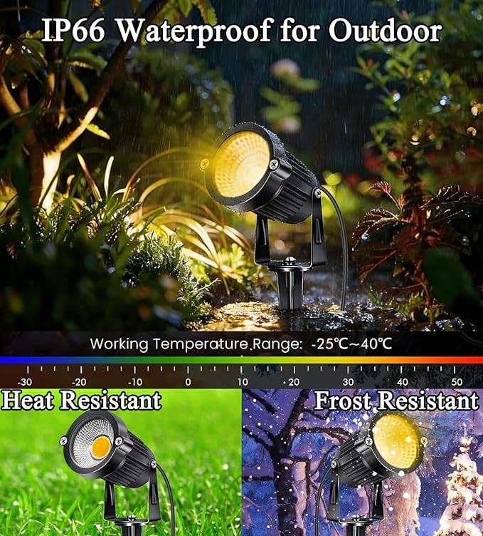 2Pack Low Voltage Landscape Lights LED 5W Landscape Lighting with connectors AC/DC 12V-24V Outdoor Spotlight IP66 Waterproof Tree Flag Lights Warm White Spotlights for Yard Garden Pathway