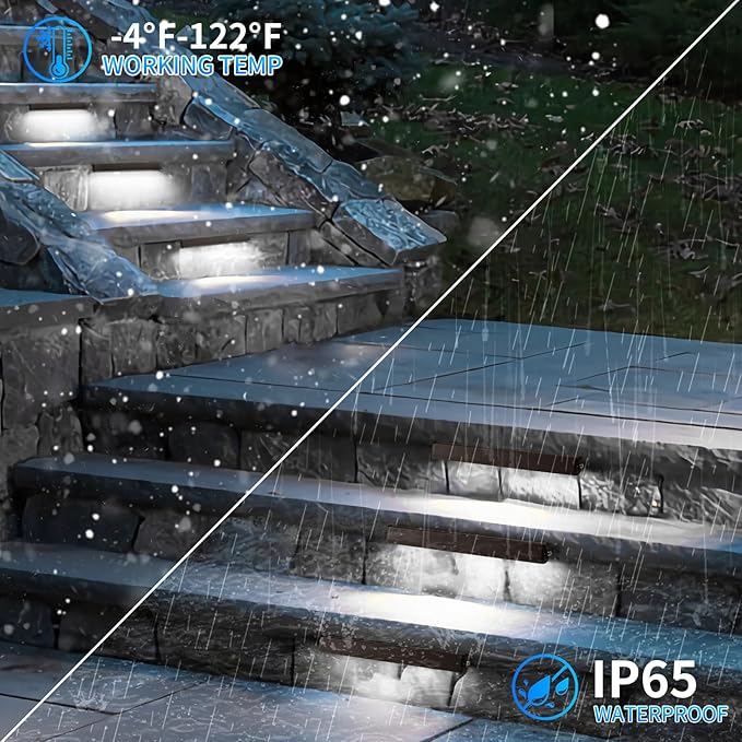 12-Packs 3W 7inch LED Hardscape Paver Lighting,12V AC/DC Low Voltage Retaining Wall Lights,Landscape Lighting,5000K Daylight White Outdoor Step Light,50,000 Hours Lifespan-Black