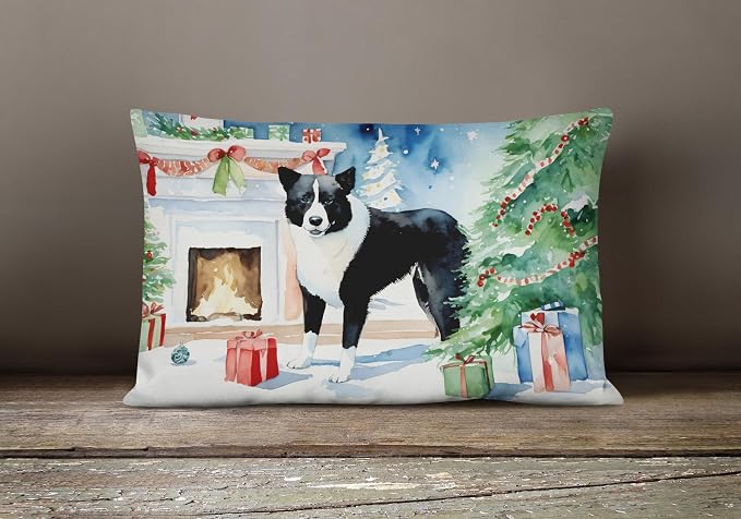 Caroline's Treasures DAC2688PW1216 Karelian Bear Dog Cozy Christmas Throw Pillow Machine Washable, Indoor Outdoor Decorative Pillow for Couch, Bed or Patio, 12HX16W