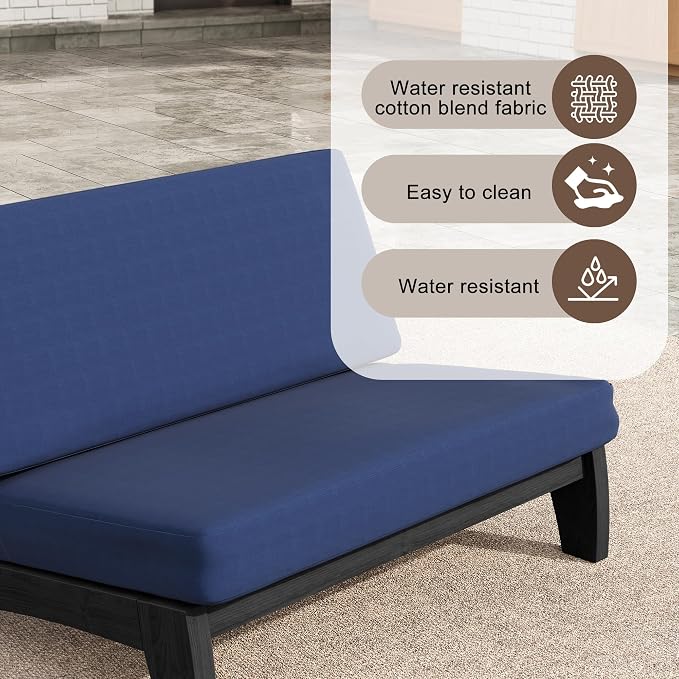 2 Pieces Patio Furniture Sets, All-Weather Outdoor Wood Bistro Set Patio Conversation Side Table Chiars and Patio Loveseat for Balcony, Backyard