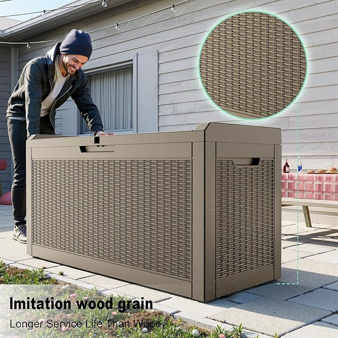 Package Delivery Box, Lockable Resin Outdoor Package, Waterproof Deck Box for Porches, Patios, Indoor & Outdoor Use (70 Gallon, Grey)