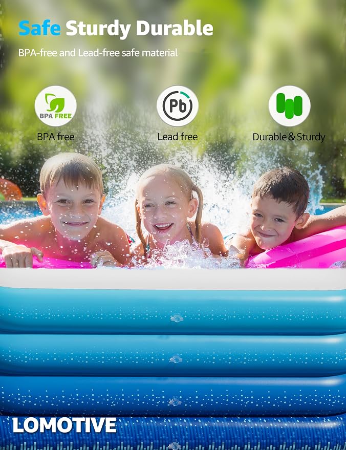 120" 4-Layer Thickened Inflatable Pool for Kids & Adults,Blue | 120",4-Layer,0.32mm Thickened PVC,16Lbs,Swimming Pool for Family, pets,Backyard,Outdoor Summer
