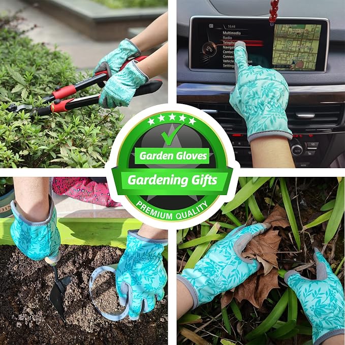 Gardening Gloves for Women, Thorn Proof Garden Gloves Yard Glove | Leather Womens Garden Gloves Puncture Resistant, Touch Screen Working Gloves for Digging, Weeding, Planting Medium