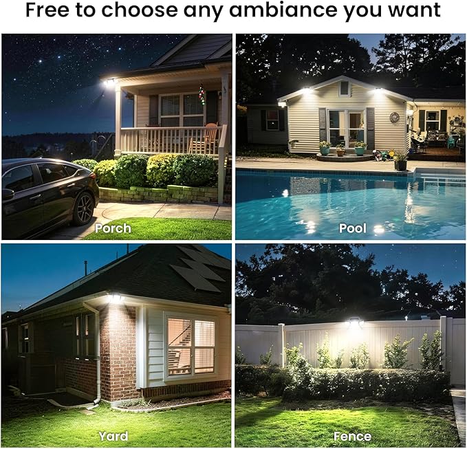 Solar Security Light Outdoor Super Bright LED, Motion Sensor Flood Light, 3 Heads 270° Wide Angle,Remote Control, IP65 Waterproof, 3 Modes (1 Pack)