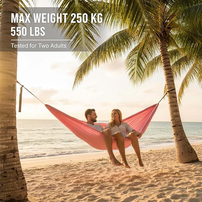 Outdoor Hanging Hammock for Adults, Foldable Travel Hammock with Lightweight Rope and Easy Installation, Perfect for Garden, Patio, Camping Trips, Relax and Enjoy Comfort Anywhere