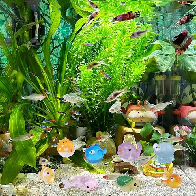 50 Pcs Mini Ocean Resin Animals Figures 50 Styles for Aquarium Decorations | Tiny Sea Animal to Hide Little Animals Figures for Fish Tank Ornaments Fairy Garden Miniature Landscape Dollhouse Accessories