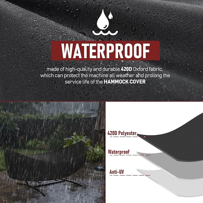 Hammock Cover Waterproof Heavy Duty 420D Outdoor3 Hammock Stand Covers with Windproof Buckles