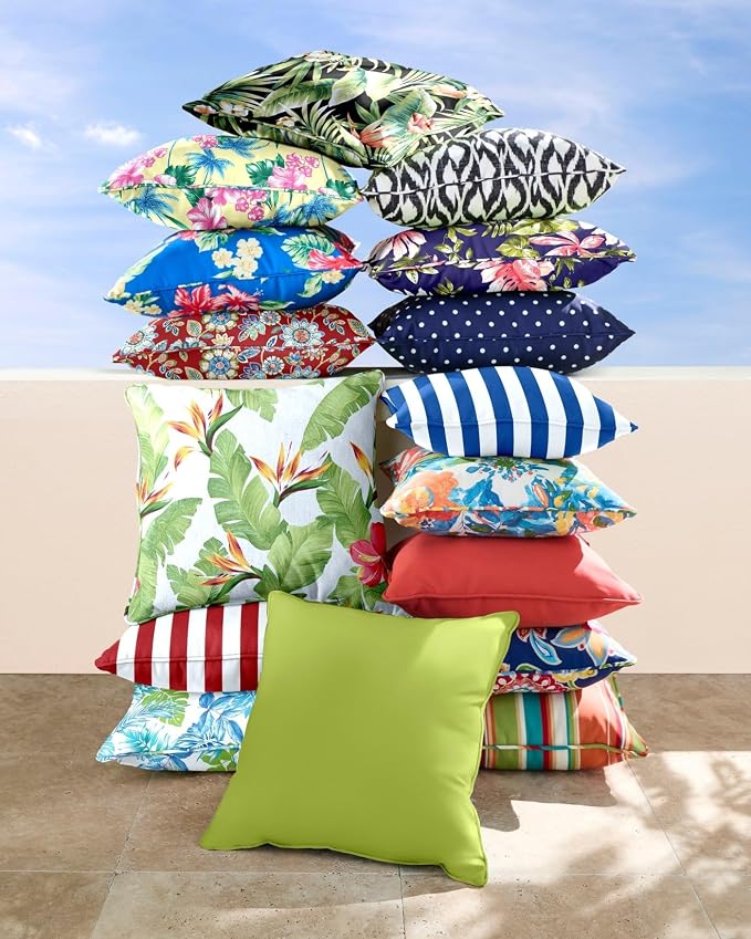 BrylaneHome Bh Outdoor Performance 16" Sq. Toss Pillow - Blue Fern