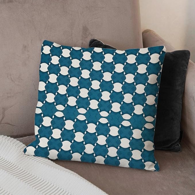 Blue Geometric Cushion Cases Blue and White Trellis Throw Pillow Cover Classic Outdoor Waterproof Decorative Pillow Cover for Couch Sofa Bedroom Car 20x20 in