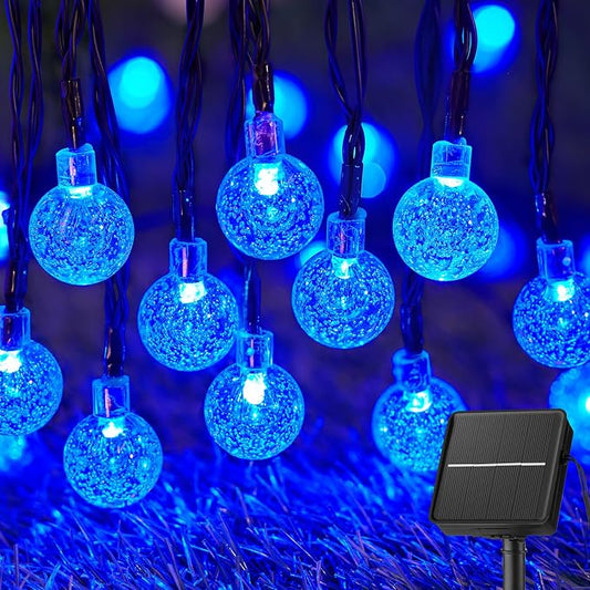 Brightown Solar String Lights Outdoor 60 Led 35.6 Feet Waterproof Solar Powered Patio Lights with 8 Lighting Modes for Garden Yard Porch Wedding Party Decor Halloween (Blue)