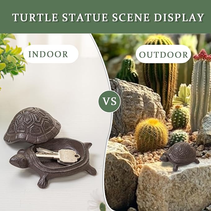 Ionela Turtle Key hiders Outside Garden Hide a Key, Brown | Decorative Hidden Key Holder for Outside, Discreet Hide a Key Rock Alternative, Outdoor Spare Key Storage Box for Garden.