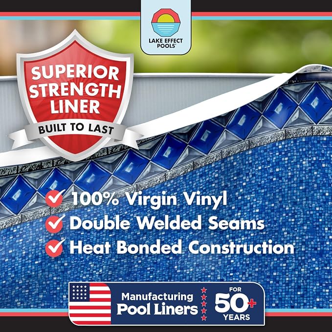 Lake Effect Pools 'Grand Cayman' 15 ft x 30 ft Oval Above Ground Swimming Pool | 52 Inch Strong Extruded Resin Components | Bundle Includes: 25 Gauge Overlap Liner & Widemouth Skimmer