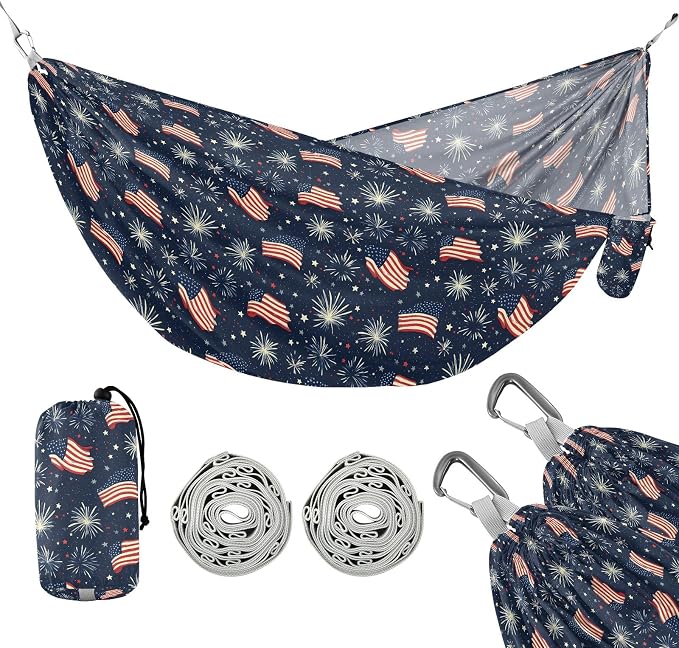 Camping Hammock Outdoor Hammocks for Outside Firework Beach Trees Portable Lightweight with Pockets Tree Straps Indoor