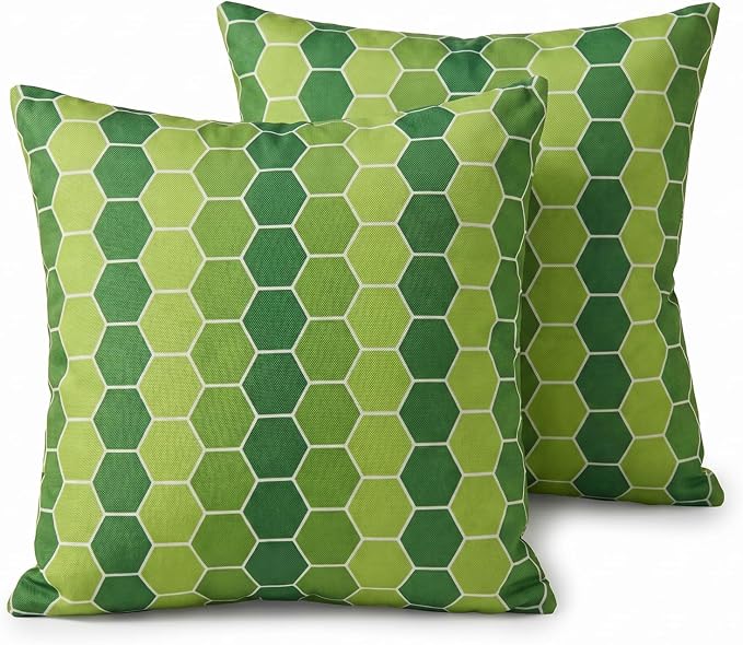 Summer Green Waterproof Outdoor Pillow Covers 18x18 Set of 2, Outdoor Sofa Cushion Covers for Patio Furniture Porch Chair Garden Sofa, Sage Green Decorative Fade Resistant Throw Pillows 18 x 18