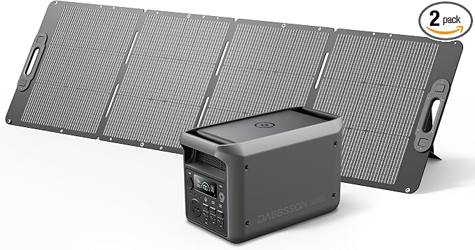 DABBSSON 3072Wh Solar Generator with 210W Solar Panel, Semi-Solid LiFePO4, 3000W AC Output 6,TT-30 1 for Charging RV,P-Boost 3600W,Lightweight,1.3X Runtime,3000L Power Station for Camping Home Backup