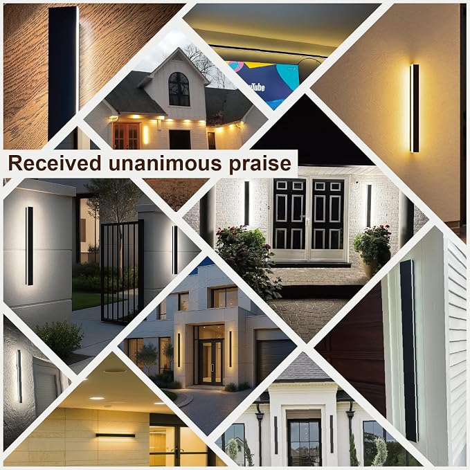 92.5 Inch Outdoor Wall Lights Set of 2, 2700-6500K Dimmable Linear Modern Wall Sconce IP65 Waterproof, Selectable Exterior Wall Lights with Remote Outside Wall Light Fixture