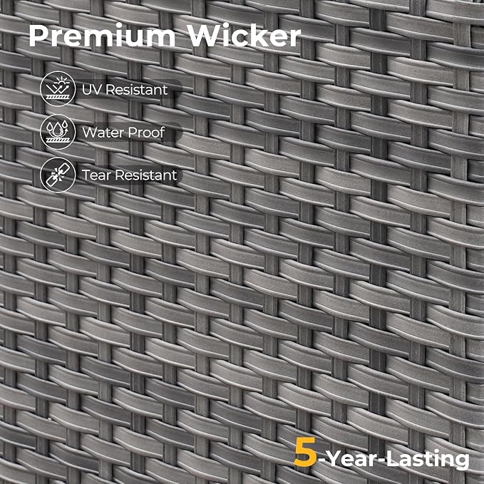 HOOOWOOO Outdoor Patio Furniture with Fire Pit Set 11 Pieces Patio Set with Fire Pit Wicker Outdoor Furniture with Fire Pit Table Set Patio Sectional Set with Swivel Chairs,Navy Blue