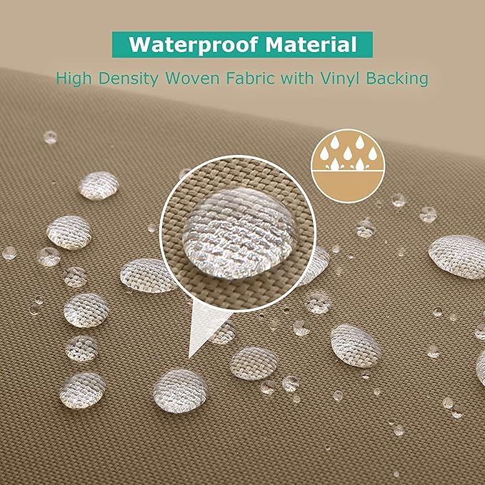 SunPatio Outdoor Chair Covers Waterproof, Heavy Duty Patio Lawn Furniture Cover, All Weather Protection Lounge Deep Seat Covers with Air Vent and Straps, 2 Pack - 34"W x 37"D x 36"/25''H, Taupe