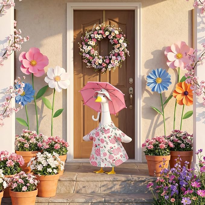 3 Pcs Set Raincoat Goose Outfits Costume, Summer Lawn Porch Goose Outfit | Goose Clothes with Umbrella & Hat for Outdoor Patio Garden Yard Decorations