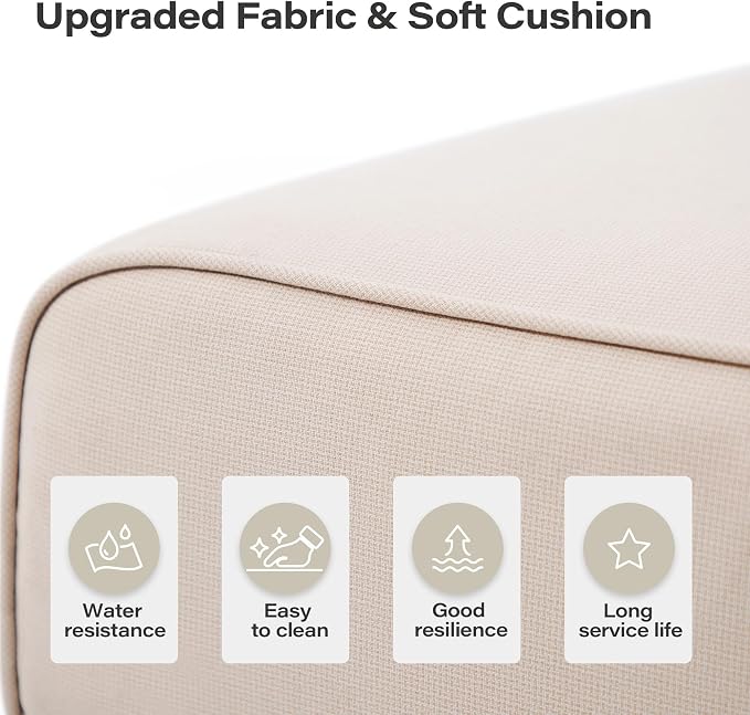 LAUSAINT HOME 7-Piece Outdoor Patio Furniture Set, Wicker Outdoor Conversation Set PE Rattan Sectional Sofa with Washable Cushions and Tempered Glass Table for Garden (Beige)