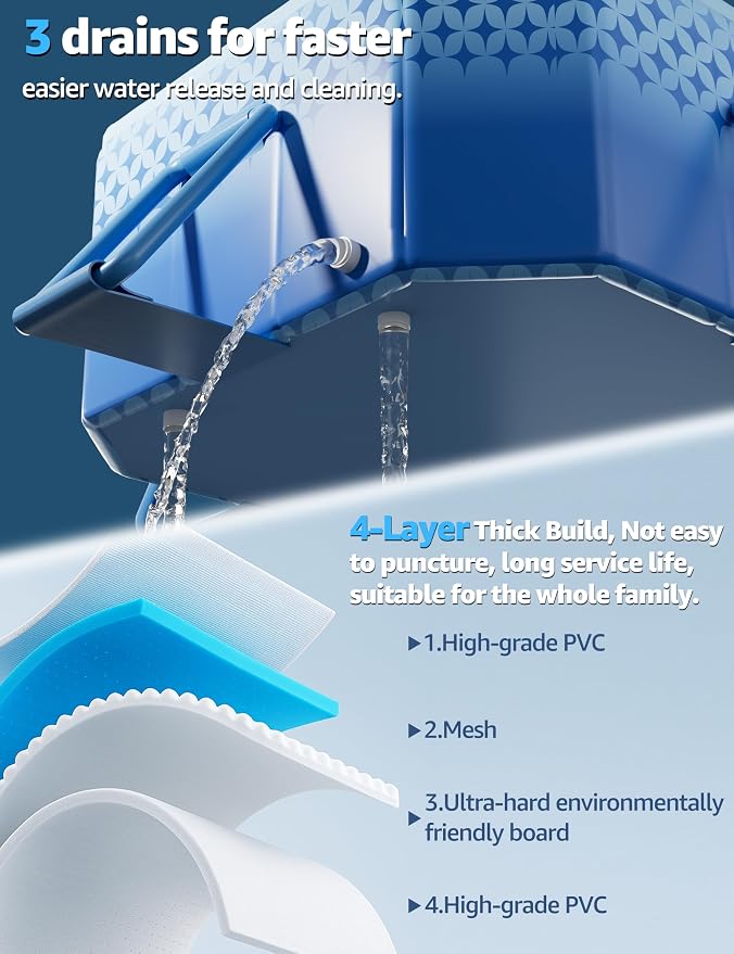 116" Foldable Pool for Kids & Adults,Indigo | Non-Inflatable, Metal Frame, Thick PVC Collapsible, Swimming Pool for Kids Family Dogs,Outdoor Summer