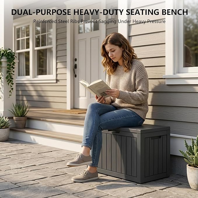 Outdoor Storage Box, 50 Gallon Waterproof Deck Box [Upgraded 3.0], Snap-Together Storage Bin for Chair Cushions, Porch Throw Pillows, Lockable Small Coffee Table Ottoman, Patio Garden, Black