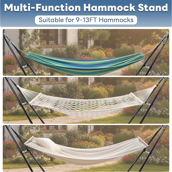 DUMOS Universal Double Hammock Stand Only, Heavy Duty Hammock Stands for 2 Person, Steel Stand for Indoor and Outside Garden Backyard Patio Pool Beach