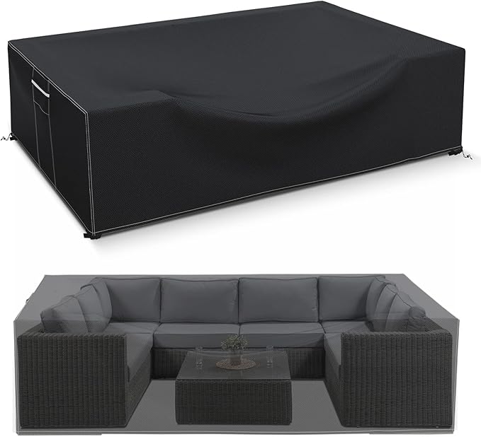 Patio Furniture Covers Waterproof, Heavy Duty 600D Outdoor Furniture Covers for Outside Sectional Sofa Set,Tear Resistance and Anti-UV, Black,98"L x 78"W x 32"H