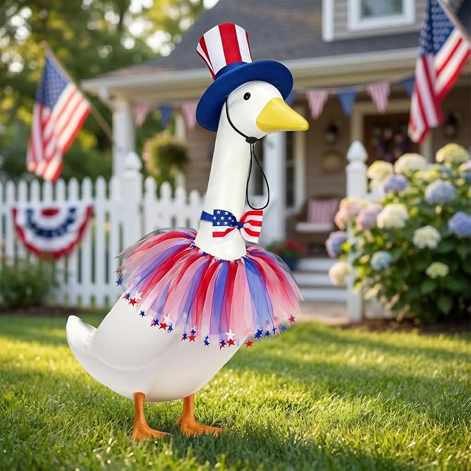 2 Set Porch Goose Outfits Football Referee Clothes Fit 23" Geese Statue | Plastic/Cement/Concrete Goose Costume World Cup for Garden, Patio, Yard & Lawn Decor