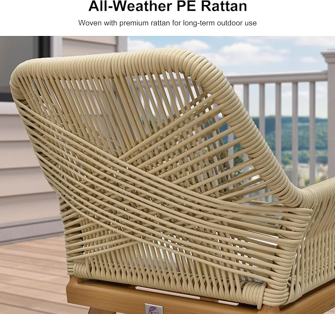 PURPLE LEAF Outdoor Dining Set All-Weather PE Rattan Outdoor Patio Furniture Set with All Aluminum Frame Rectangular Table and Chairs 12 Pieces Set for Lawn Garden Backyard Deck, Teak