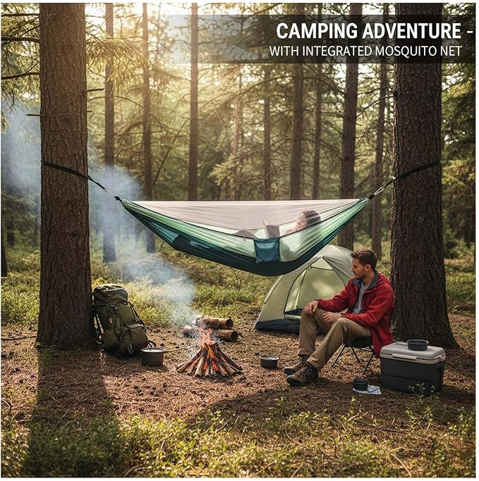 YSUEFIJO Outdoor Portable Hammock for Garden Or Camping, Lightweight Hammock with Strong Fabric, Comfortable Hammock for Relaxation, Easy to Hang Hammock, Perfect for Travel and Patio