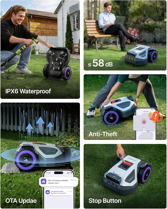ANTHBOT M9 Robot Lawn Mower 1/4 Acre, Dual Vision+Full-Band RTK Robotic Lawnmower, No Perimeter Wire, App Control Obstacle Avoidance, 45% Slope, Cutting Height, Multi-Zone Mapping