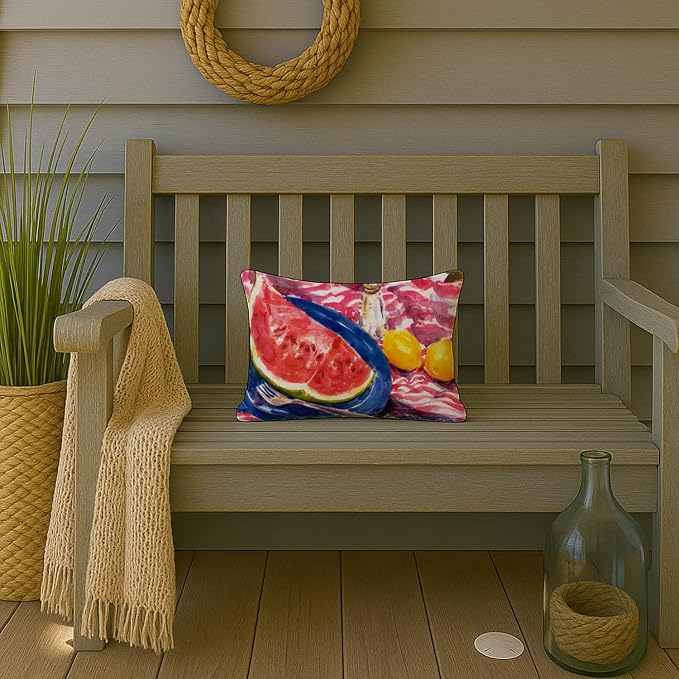 Caroline's Treasures 6028PW1216 Watermelon Canvas Fabric Decorative Pillow Machine Washable, Indoor Outdoor Decorative Pillow for Couch, Bed or Patio, 12HX16W