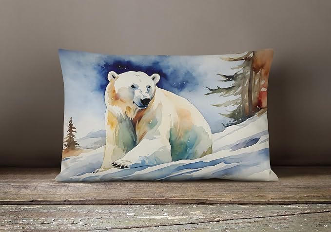Caroline's Treasures DAC2974PW1216 Polar Bear Throw Pillow Machine Washable, Indoor Outdoor Decorative Pillow for Couch, Bed or Patio, 12HX16W