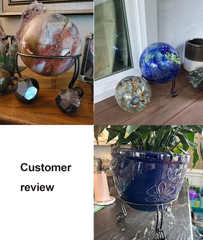 2 Pack Metal Gazing Ball Stand for 10 or 12 Inch Outdoor Garden Gazing Globes,Metal Display Stand for Plant or Flowerpot Holder,Birdbath Bowl Stand 6 Inch Tall,Black