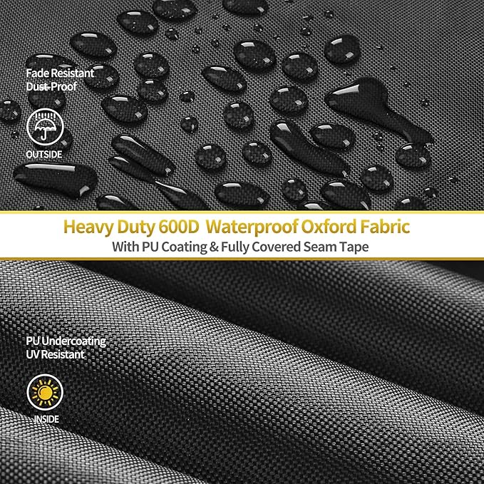 Patio Loveseat Cover - Heavy Duty 600D Waterproof Outdoor Sofa Cover with 2 Drawstring Hem and Reinforced Padded Handles Black (60“Wx42”Dx30H“)