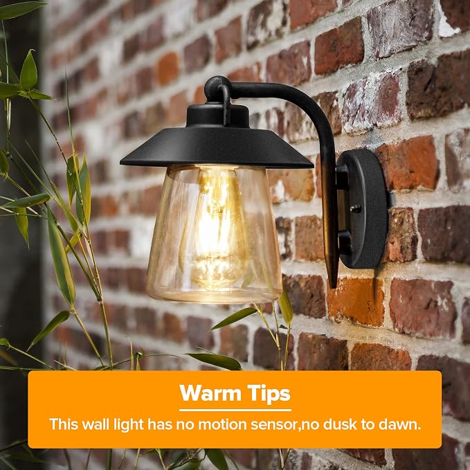 LUTEC 2 Pack Outdoor Indoor Exterior Light Fixture, Farmhouse Barn Wall Sconce, Matte Black Finish Anti-Rust Wall Mount Light, Waterproof Wall lamp with Clear Glass for Porch, Exterior, Patio
