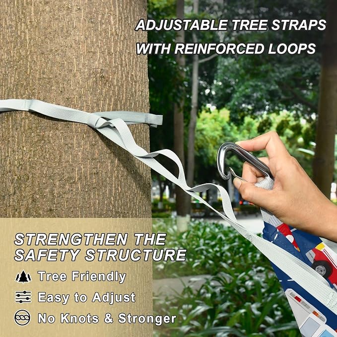 Camping Hammock Outdoor Hammocks for Outside Fire Truck Beach Trees Portable Lightweight with Pockets Tree Straps Indoor