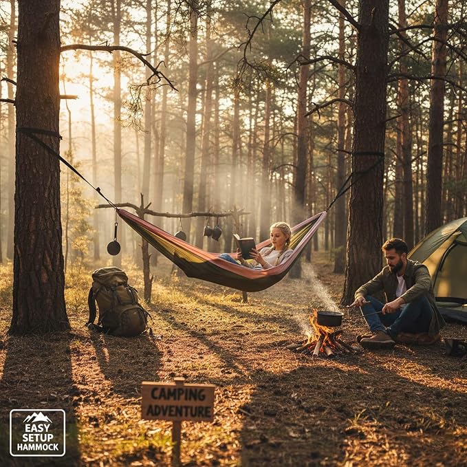 YSUEFIJO Heavy Duty Camping Hammock, Outdoor Hammock Perfect for Backyard Or Travel, Hanging Hammock Comfortable for Rest and Relaxation, Foldable and Portable, Supports 300kg