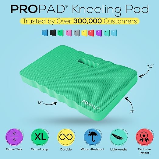 RED Home Club Thick Kneeling Pads, Garden Kneeler for Gardening, Bath Kneeler for Baby Bath, Kneeling Mat for Yoga, Knee Pad for Work, Extra Large (XL) 18 x 11 x 1.5 Inches, Green (Pack of 2)