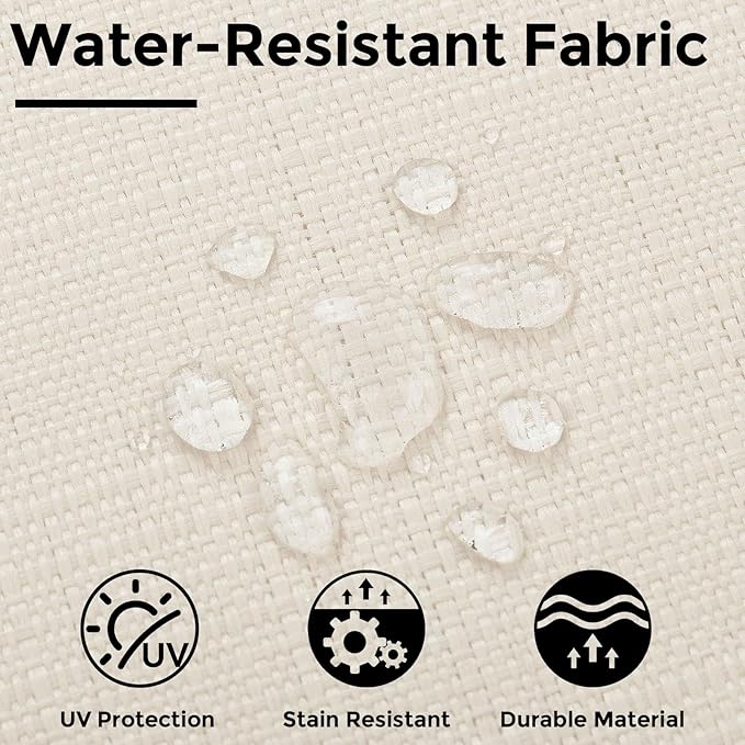FUNHOME Outdoor Bench Cushion Cover 42 x18 x 3 inch,Water Resistant Cover with Zipper&Ties,Fade-Resistant Slipcover,Patio Porch Swing Cushion Cover Replacement Only,No Insert(Light Beige)