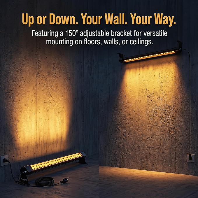 2 Pack 36W LED Wall Washer Light 2FT 2700K Waterproof IP67 Plug-in | Outdoor LED Light Bar/Lifespan 50K Hr/150° Adjustable/Home Churches Commercial Buildings Villas Gardens Yards Art Displays