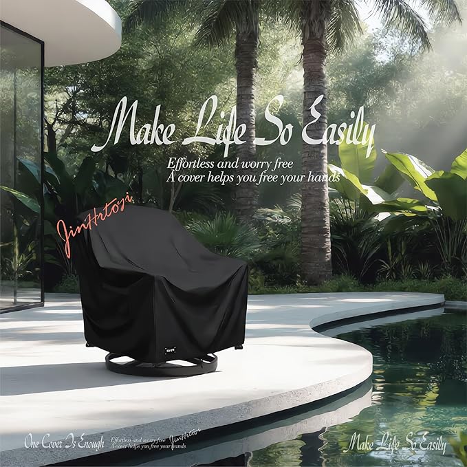 JinHrtoyi Outdoor Chair Covers 2 Pack,35Wx37Dx38H inches Patio Chair Cover,100% Waterproof Heavy Duty Outdoor Furniture Covers Waterproof,Black Minimalism Style Patio Furniture Cover