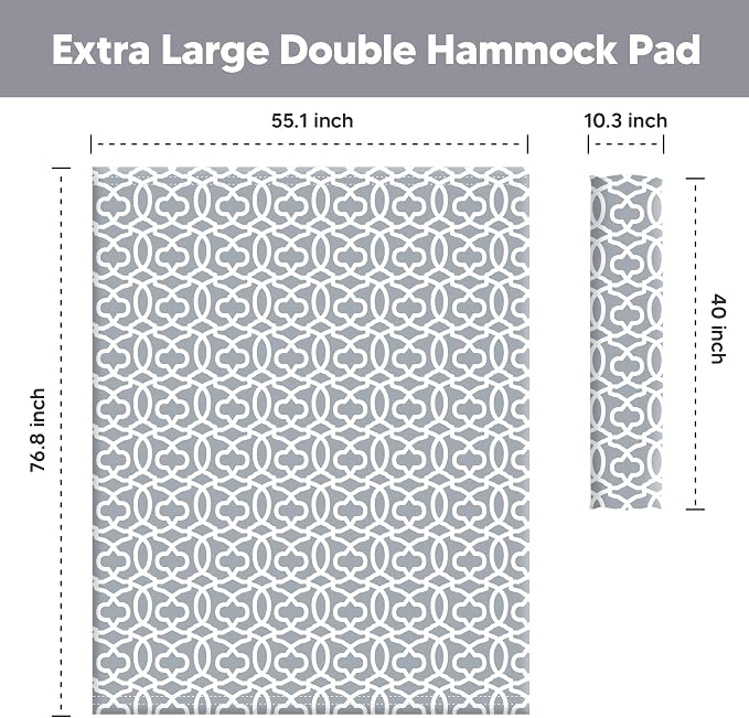 SUNCREAT Outdoor Portable Hammock Pad, 2 Person Polyester Hammock Pad, Gray