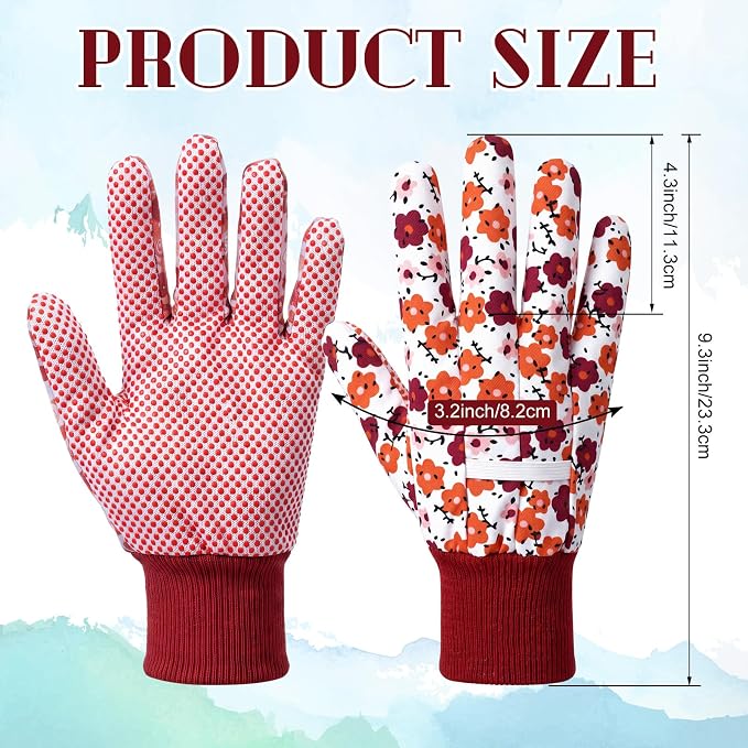Queekay 8 Pairs Garden Gloves for Women Floral Gardening Gloves Breathable Cotton with Grip