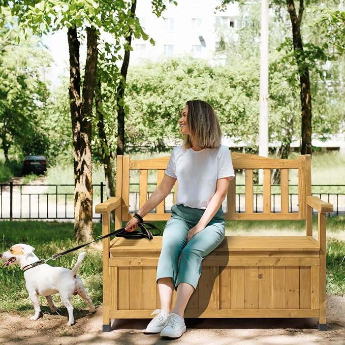 44" Outdoor Storage Bench Deck Box, Entryway Storage Bench Portable for Patio Garden Balcony Yard, Outdoor Storage Deck Box,Storage Bench Deck Box for Patio Furniture,Outside Storage Box Bench Chair