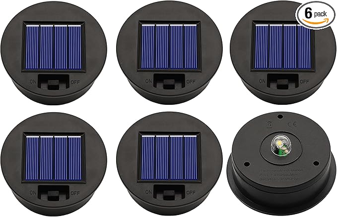 6 Pack Solar Lights Replacement Top Parts 7 Lumens Lantern Lids Light for Hanging Solar Lanterns Outdoor Decorations Garden Patio