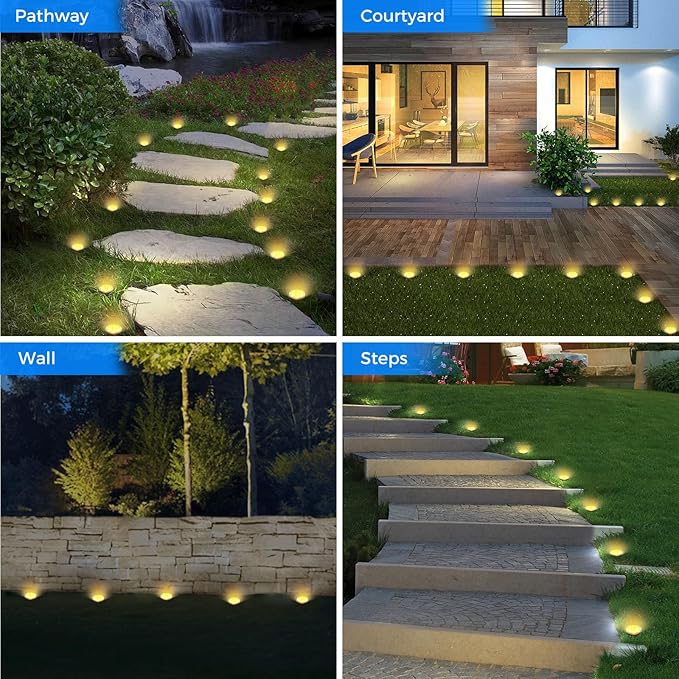 Peasur Mini Solar Ground Lights, 2 Pack Flat Solar Disc Lights Outdoor Waterproof, 2.3 Inch Small Solar Garden Lights Landscape Lighting for Outside Pathway Garden Yard Lawn Walkway,Warm White