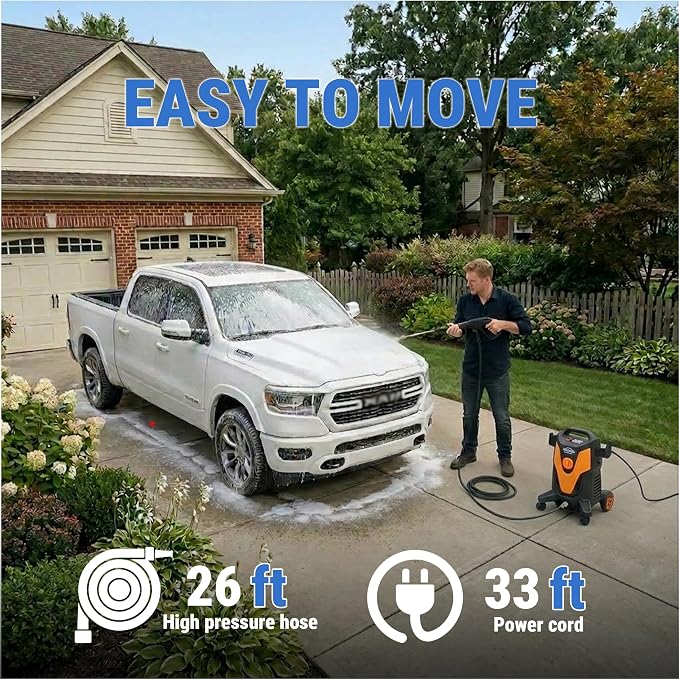 HoldwellS 2026 New P*ressure Washer 2400 MAX PSI, P*ower Cleaner with Anti-Tipping Tech, 4 Quick N*ozzles, 33FT Wire & Filter & F*OAM C*annon for Cars, Home, Fences and Driveways