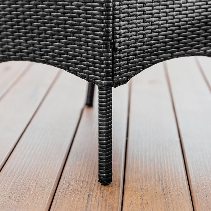 Nestl Wicker Patio Furniture - 4 Piece Outdoor Set with 2 Chairs, Loveseat, Glass Top Coffee Table, Perfect for Backyard, Pool or Front Porch (Black/Beige)